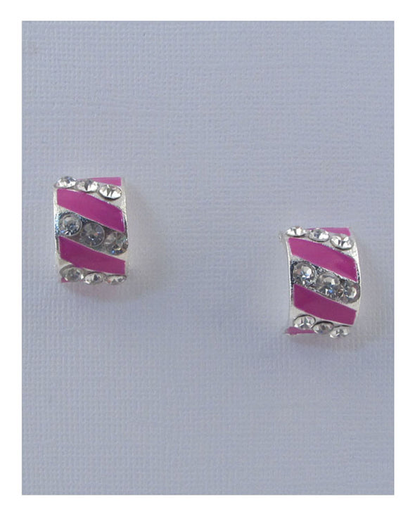 Striped stud earrings w/rhinestone - MonayyLuxx