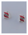 Striped stud earrings w/rhinestone - MonayyLuxx