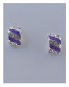 Striped stud earrings w/rhinestone - MonayyLuxx