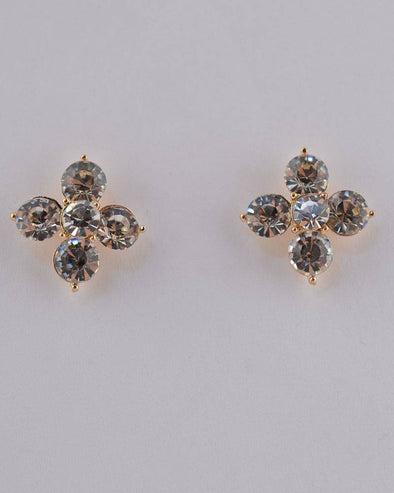 Rhinestone Flower Stud Earrings - MonayyLuxx