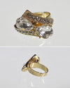 Crystal and Rhinestone Studded Adjustable Metallic Ring - MonayyLuxx