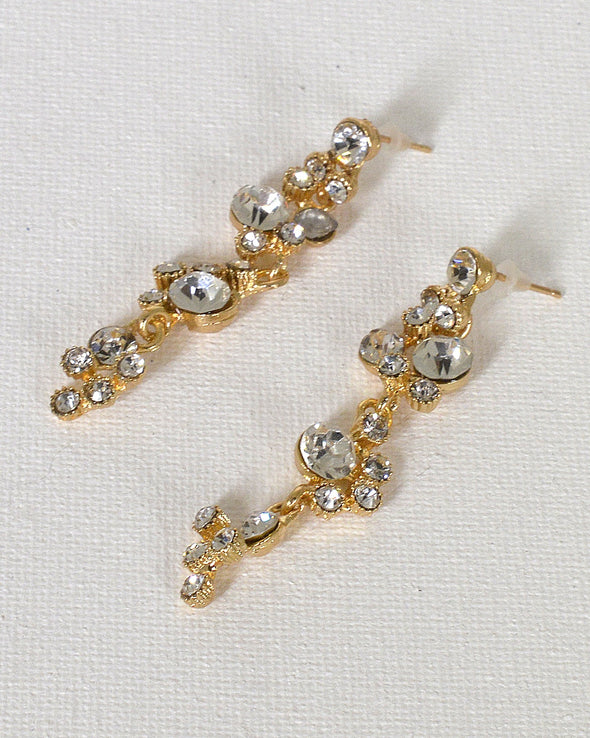 Crystal Studded Drop Earrings with Post Back Closure - MonayyLuxx