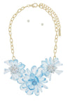 Clustered faux pearl flower statement necklace set - MonayyLuxx