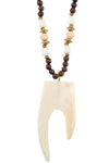Wooded bead pendant long necklace - MonayyLuxx
