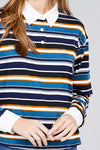 Ladies fashion long sleeve multi striped dty brushed shirts - MonayyLuxx