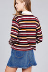 Ladies fashion long sleeve multi striped dty brushed shirts - MonayyLuxx