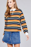 Ladies fashion plus size long sleeve multi striped dty brushed shirts - MonayyLuxx