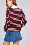 Ladies fashion plus size long sleeve striped dty brushed shirts - MonayyLuxx