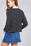 Ladies fashion plus size long sleeve striped dty brushed shirts - MonayyLuxx
