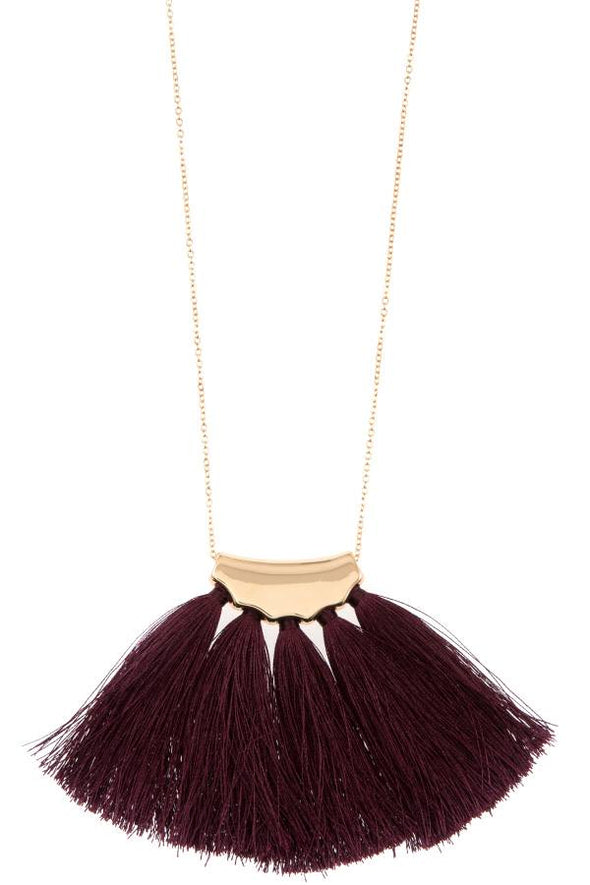 Elongated tassel fan pendant necklace - MonayyLuxx