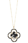 Faceted bead acetate clover pendant necklace set - MonayyLuxx