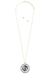 Faceted bead acetate circle pendant necklace set - MonayyLuxx