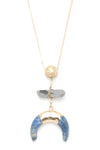 Double horn natural stone pendant necklace - MonayyLuxx