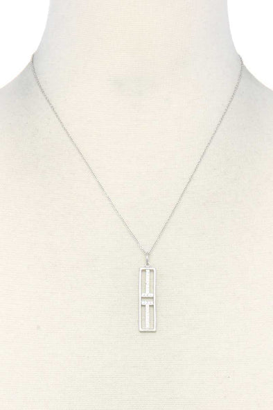 Metal Rectangular Shape Pendant Necklace - MonayyLuxx