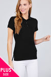 Classic Pique Spandex Polo Top - MonayyLuxx