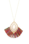 Double Moroccan Shape Fan Tassel Pendant Necklace - MonayyLuxx
