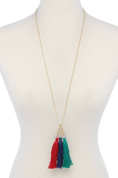 Multi Color Tassel Necklace - MonayyLuxx