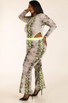Snake Printed Mesh Bodysuit & Leggings Set - MonayyLuxx