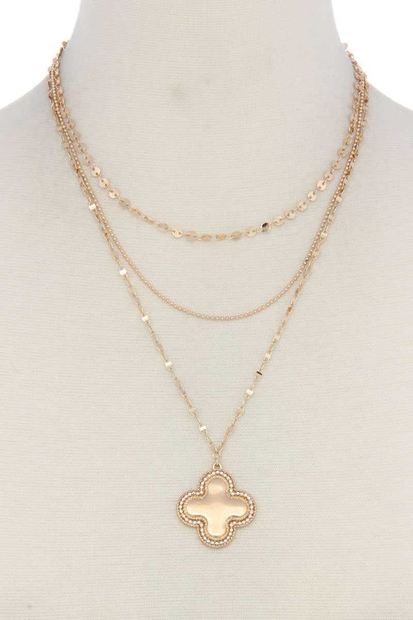 Moroccan Shape Pendant Layered Necklace
