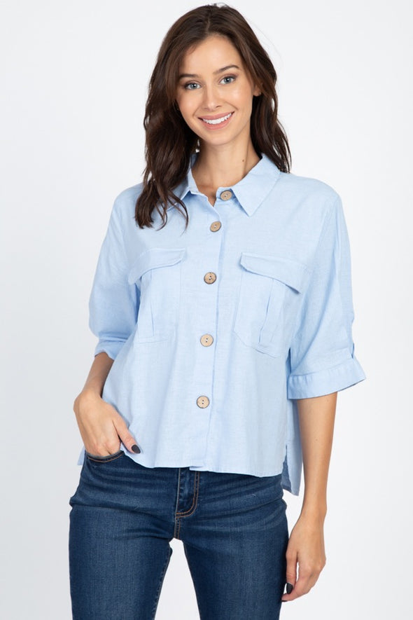 High Low Button Front Shirt