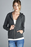 Long Sleeve Zipper French Terry Jacket W/ Kangaroo Pocket