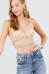 W neck w/scallop detail cami lace bodysuit