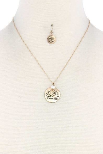 Namaste Engraved Pendant Necklace