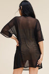 Short Sleeve Mesh Tunic Dress With Patch On The Front
