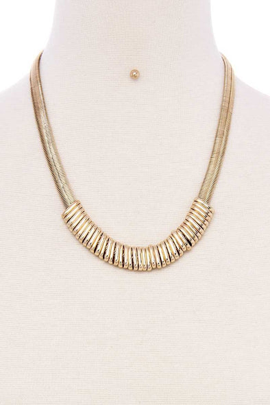 Chunky Snake Chain With Rings Short Necklace