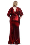 Metallic Ribbed Deep V-neckline Dress
