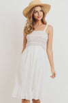 Striped Smocking Ruffled Hem Spaghetti Strap Dress