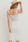 Striped Smocking Ruffled Hem Spaghetti Strap Dress