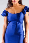 Convertible Off Shoulder Ruffle Sleeve Bodycon Mini Dress