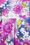 Plus Size Purple Navy Watercolor Floral Print Casual Midi Dress