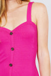 Heart Neck W/button Down Heavy Rib Rayon Spandex Mini Knit Dress