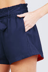 Paper Bag W/bow Tie Short Linen Pants