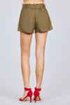 Paper Bag W/bow Tie Short Linen Pants