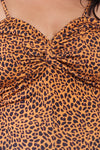 Plus Size Cheetah Print Catsuit Jumpsuit