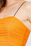 V-neck W/shirring Detail Elastic Strap Mesh Cami Top