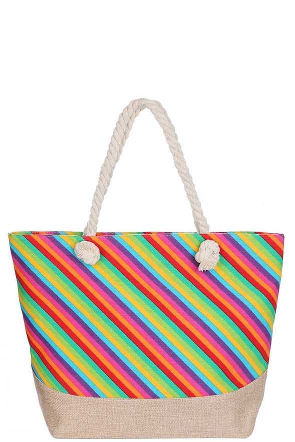 Fashion Rainbow Natural Shopper Bag