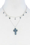 Double Layered Cross Pendant Chain Necklace