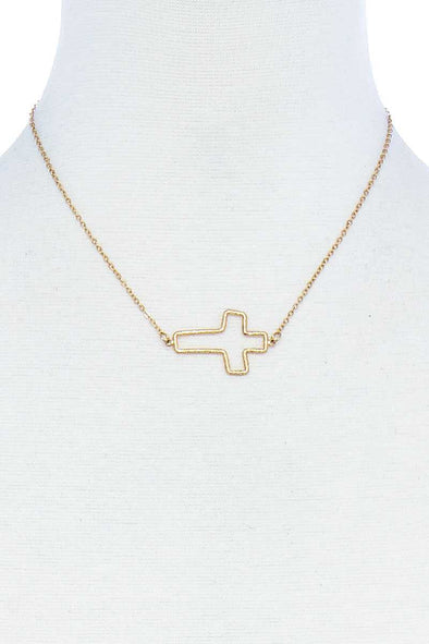Fashion Cute Cross Out Line Pendant Necklace