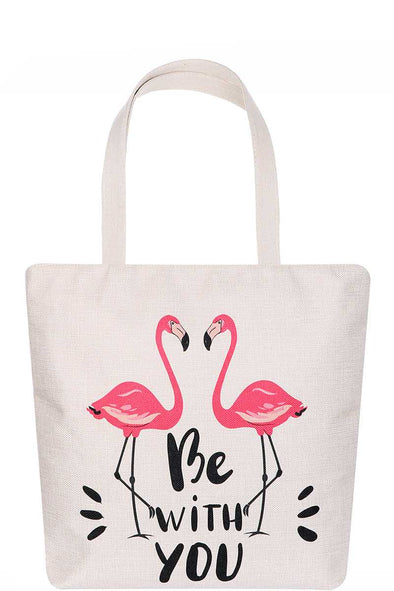 Cute Flamingo Be With You Print Ecco Tote Bag