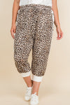 Plus Size Animal Print French Terry Cropped Jogger Pants