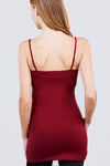 Basic Adjustable Spaghetti Strap Tunic Cami W/ Shelf Bra