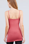 Basic Adjustable Spaghetti Strap Tunic Cami W/ Shelf Bra