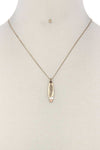 Feather Engrave Oval Shape Necklace