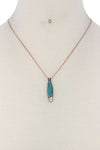 Feather Engrave Oval Shape Necklace
