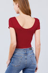 Solid Short Sleeve Scoop Neck Bodysuit