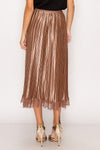 Lace Trim Accordion Pleated Midi Skirt